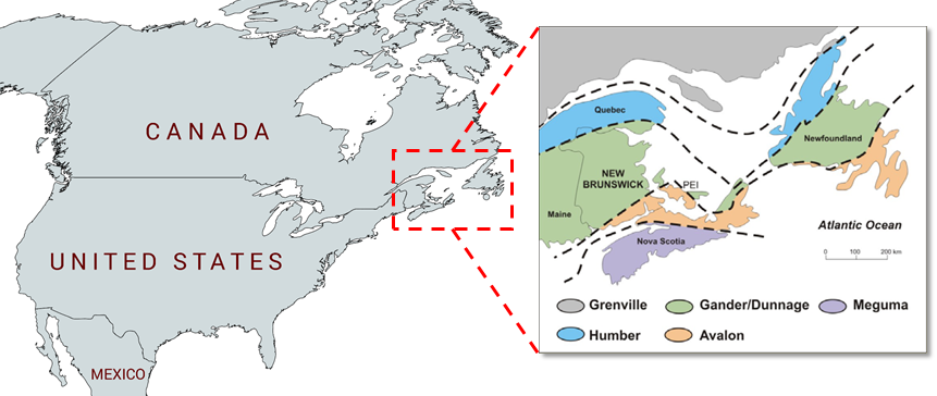 Tectonic Zones of the Northeastern Appalachian Mountain Belt